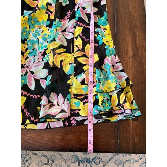 Spense Floral V-Neck Knee Length Flutter Sleeve Sheer Sundress 8 - Picture 10 of 12